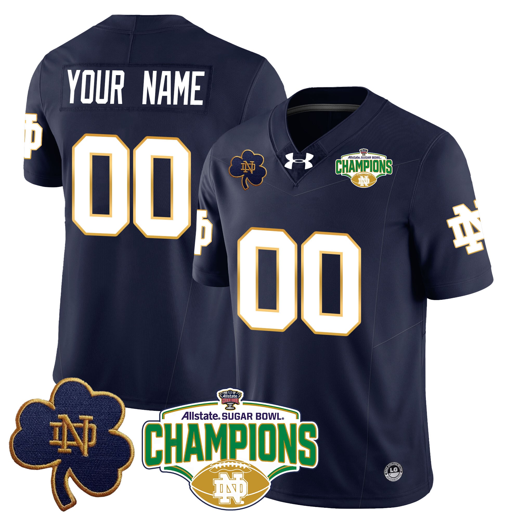 Custom Notre Dame Fighting Irish 2025 Sugar Bowl Champions Jersey – All Stitched