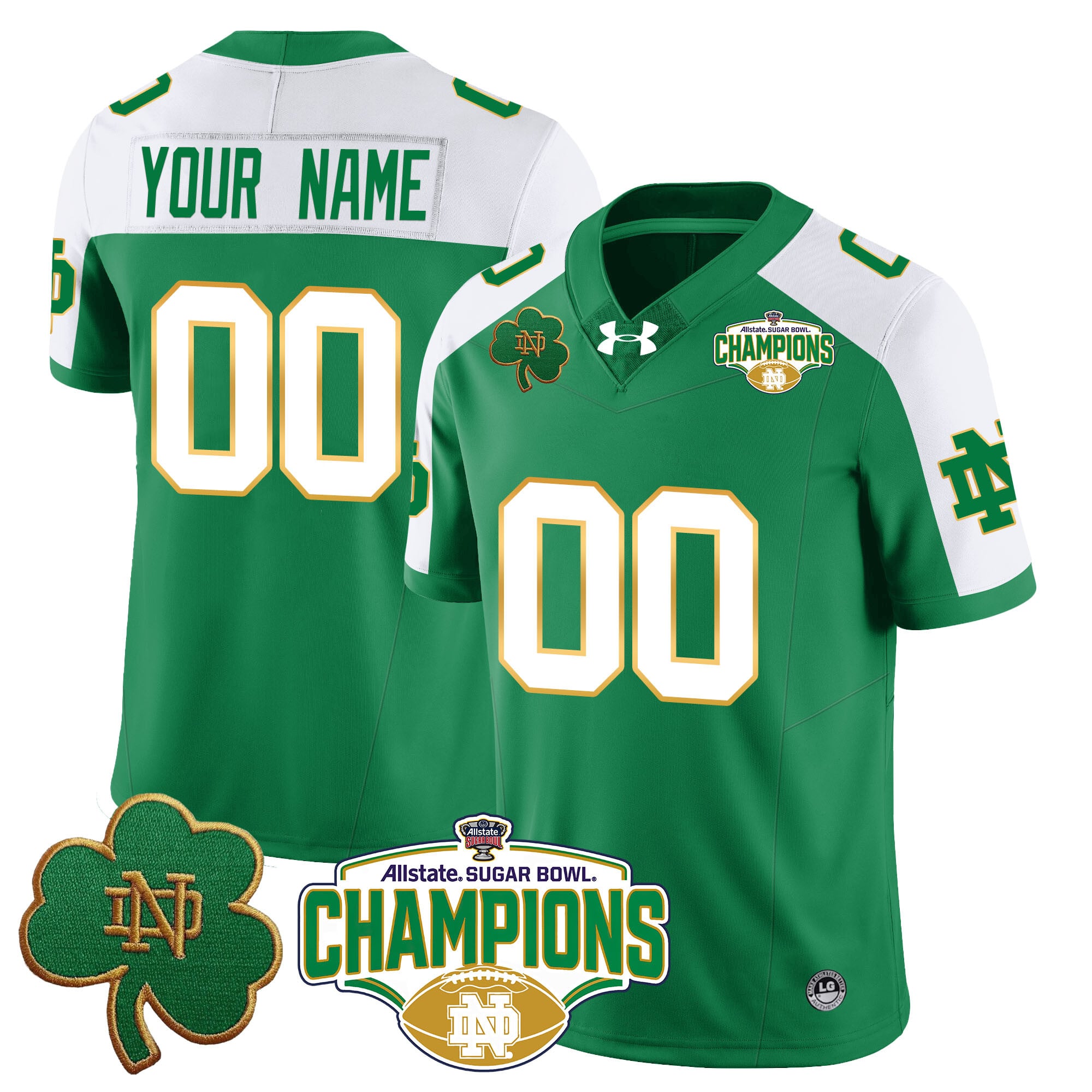Custom Notre Dame Fighting Irish 2025 Sugar Bowl Champions Jersey – All Stitched
