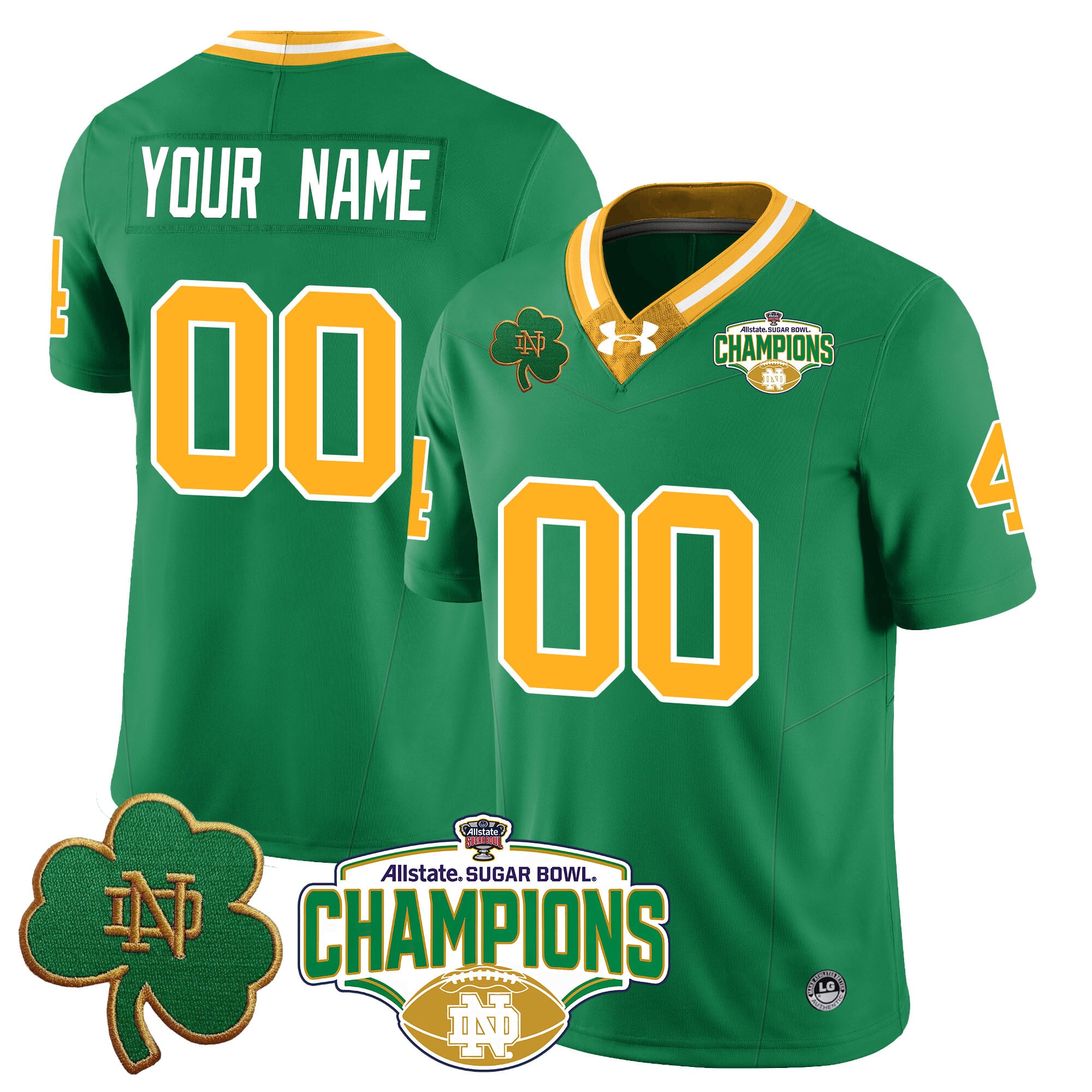 Custom Notre Dame Fighting Irish 2025 Sugar Bowl Champions Jersey – All Stitched