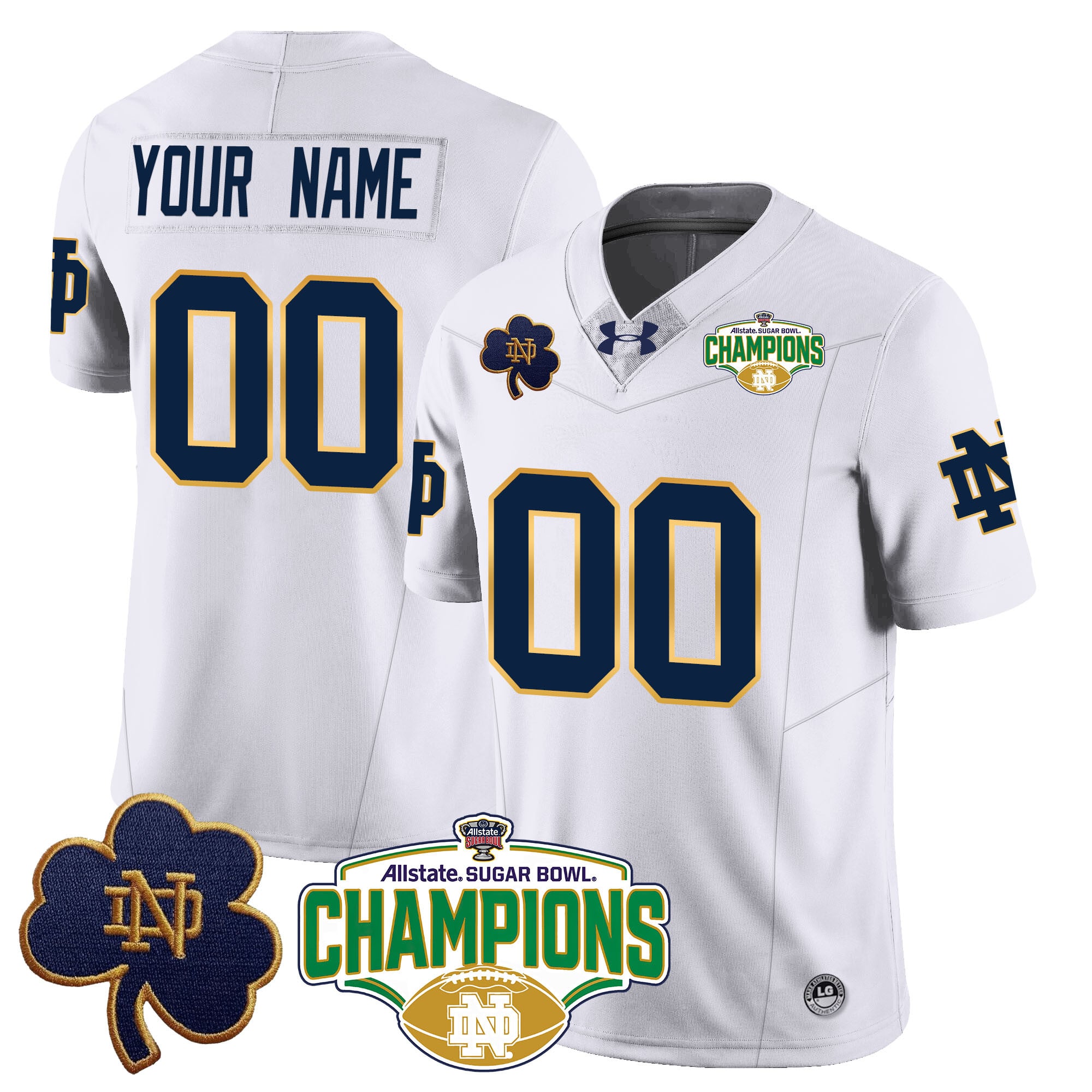 Custom Notre Dame Fighting Irish 2025 Sugar Bowl Champions Jersey – All Stitched