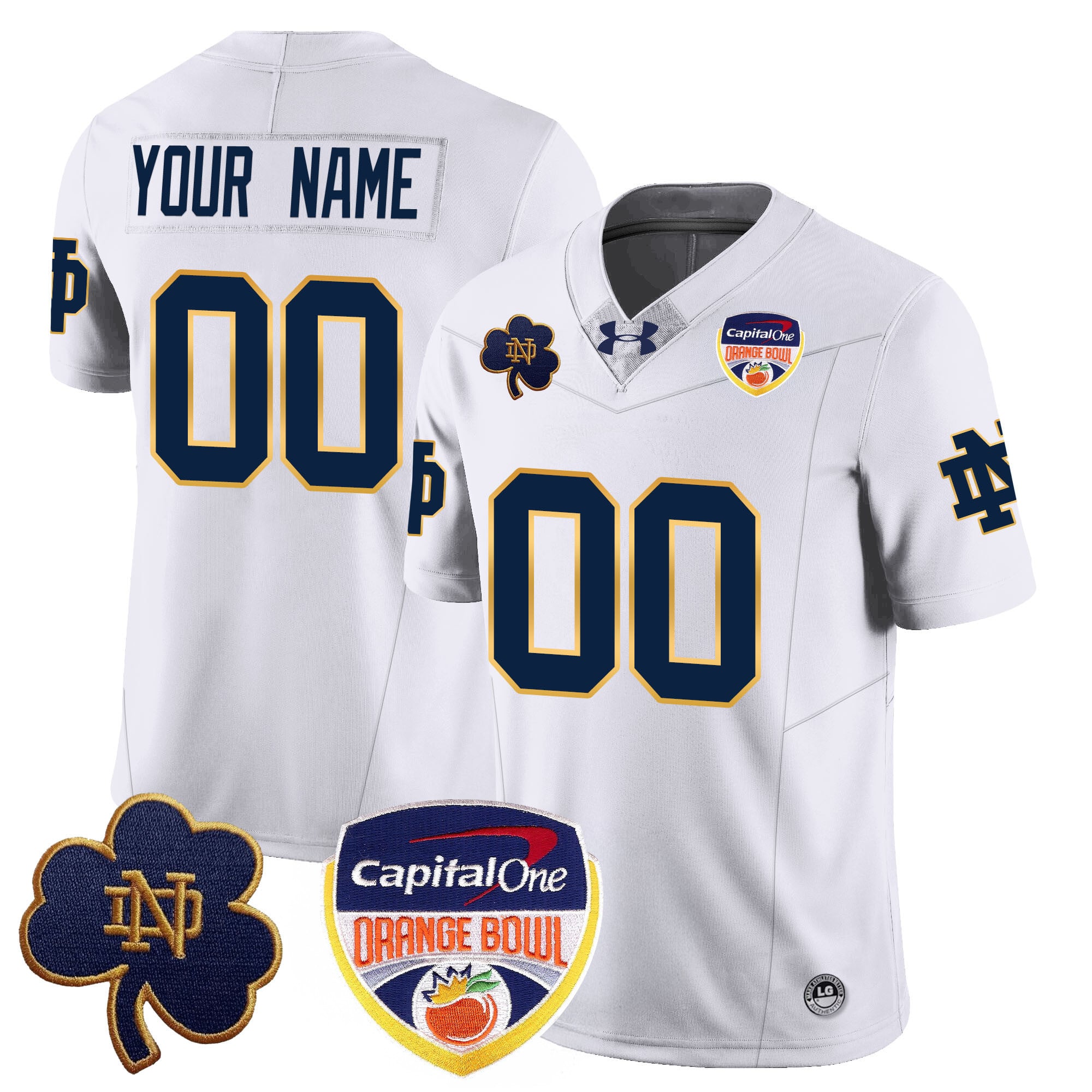 Custom Dame Fighting Irish 2024 Orange Bowl Jersey – All Stitched