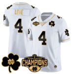 Men’s Notre Dame Fighting Irish 2025 Sugar Bowl Champions Gold Jersey – All Stitched