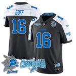 Men’s Detroit Lions 2024 NFC North Champions Gold Jersey N1 – All Stitched