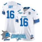 Men’s Detroit Lions 2024 NFC North Champions Gold Jersey N1 – All Stitched