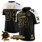 Men’s Detroit Lions 2024 NFC North Champions Gold Jersey N3 – All Stitched