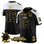 Men’s Detroit Lions 2024 NFC North Champions Gold Jersey N3 – All Stitched