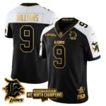 Men’s Detroit Lions 2024 NFC North Champions Gold Jersey N3 – All Stitched