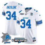 Men’s Detroit Lions 2024 NFC North Champions Gold Jersey N3 – All Stitched