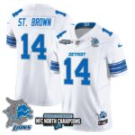 Men’s Detroit Lions 2024 NFC North Champions Gold Jersey N3 – All Stitched