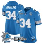 Men’s Detroit Lions 2024 NFC North Champions Gold Jersey N3 – All Stitched