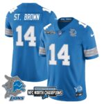 Men’s Detroit Lions 2024 NFC North Champions Gold Jersey N3 – All Stitched