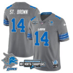 Men’s Detroit Lions 2024 NFC North Champions Gold Jersey N3 – All Stitched
