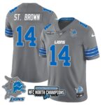 Men’s Detroit Lions 2024 NFC North Champions Gold Jersey N3 – All Stitched
