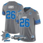 Men’s Detroit Lions 2024 NFC North Champions Gold Jersey N3 – All Stitched