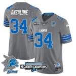 Men’s Detroit Lions 2024 NFC North Champions Gold Jersey N3 – All Stitched