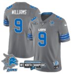 Men’s Detroit Lions 2024 NFC North Champions Gold Jersey N3 – All Stitched