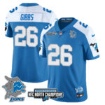 Men’s Detroit Lions 2024 NFC North Champions Gold Jersey N3 – All Stitched