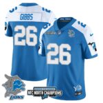 Men’s Detroit Lions 2024 NFC North Champions Gold Jersey N3 – All Stitched