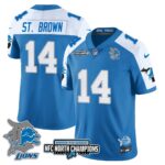 Men’s Detroit Lions 2024 NFC North Champions Gold Jersey N3 – All Stitched