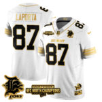 Men’s Detroit Lions 2024 NFC North Champions Gold Jersey N3 – All Stitched