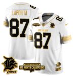 Men’s Detroit Lions 2024 NFC North Champions Gold Jersey N3 – All Stitched