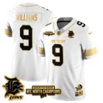 Men’s Detroit Lions 2024 NFC North Champions Gold Jersey N3 – All Stitched