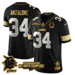 Men’s Detroit Lions 2024 NFC North Champions Gold Jersey N3 – All Stitched