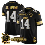 Men’s Detroit Lions 2024 NFC North Champions Gold Jersey N3 – All Stitched