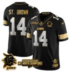 Men’s Detroit Lions 2024 NFC North Champions Gold Jersey N3 – All Stitched