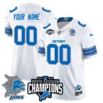 Custom Gender/Name Detroit Lions 2024 NFC North Champions Gold Jersey N2 – All Stitched