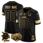 Custom Gender/Name Detroit Lions 2024 NFC North Champions Gold Jersey – All Stitche