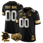 Custom Gender/Name Detroit Lions 2024 NFC North Champions Gold Jersey – All Stitche