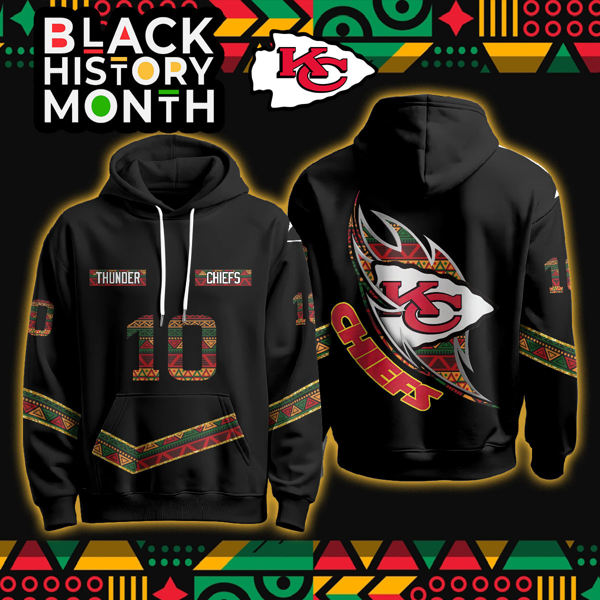 Custom Kansas City Chiefs Black History Month Limited Hoodie