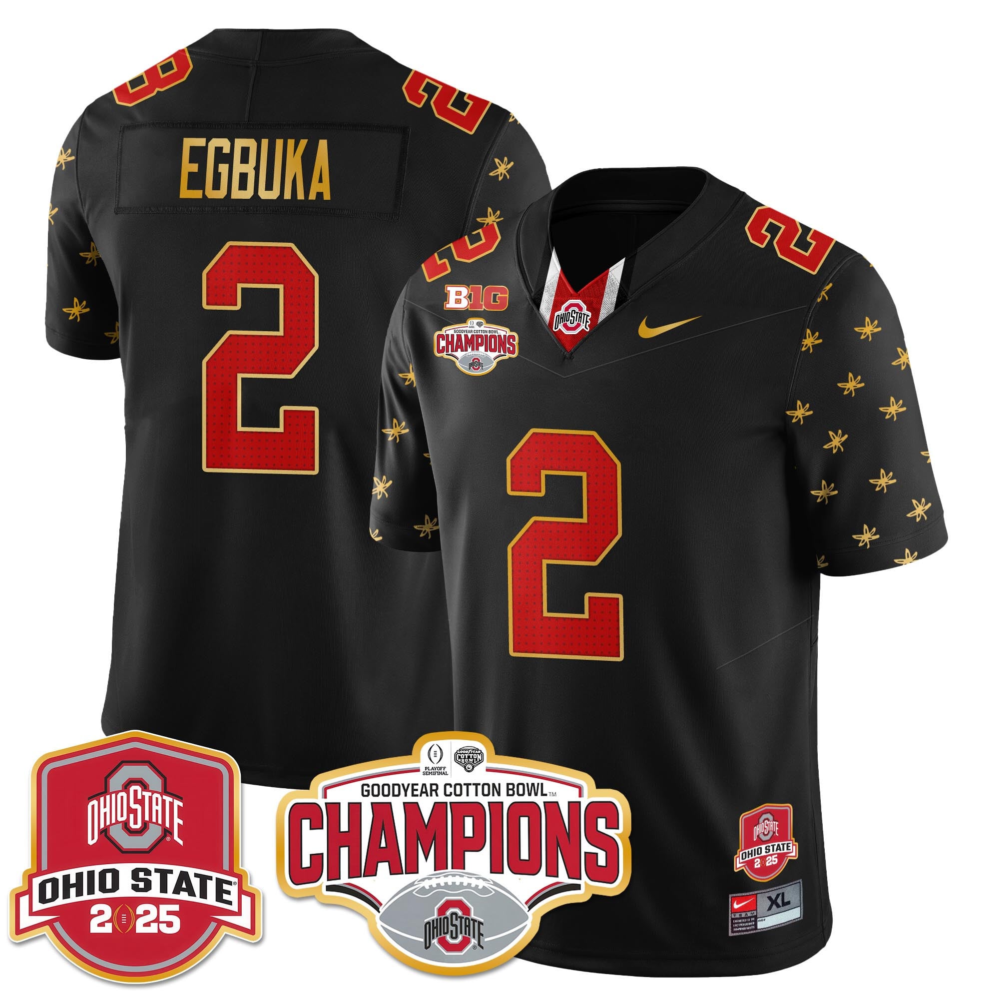 Men’s Ohio State Buckeyes 2024 Cotton Bowl Champions Jersey N2 – All Stitched
