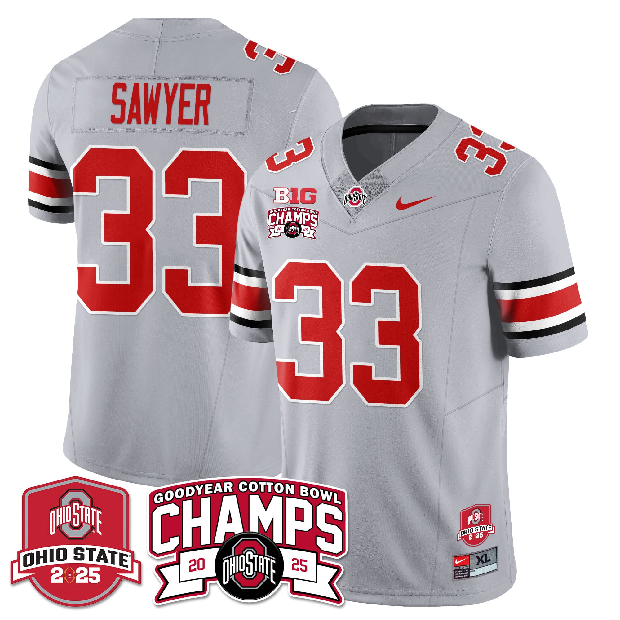 Men’s Ohio State Buckeyes 2024 Cotton Bowl Champions Jersey N3 – All Stitched