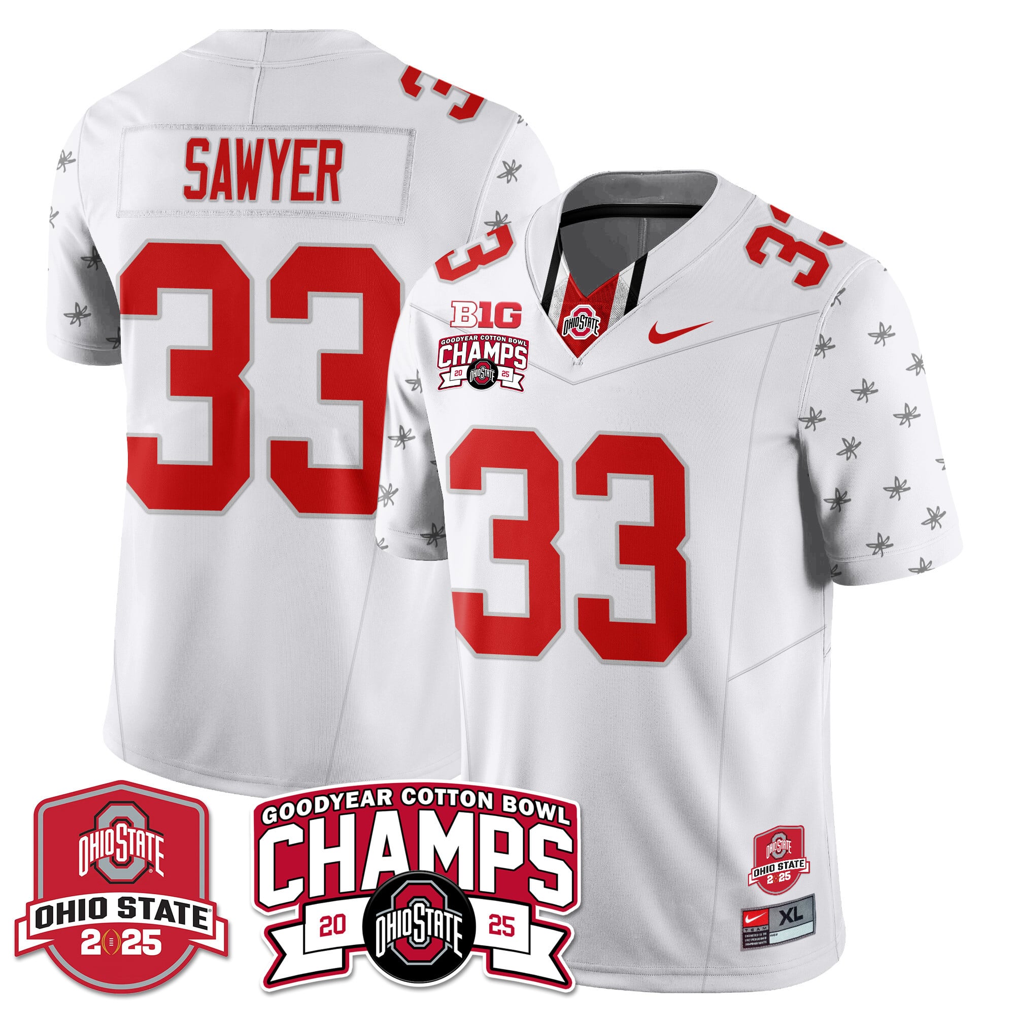 Men’s Ohio State Buckeyes 2024 Cotton Bowl Champions Jersey N3 – All Stitched