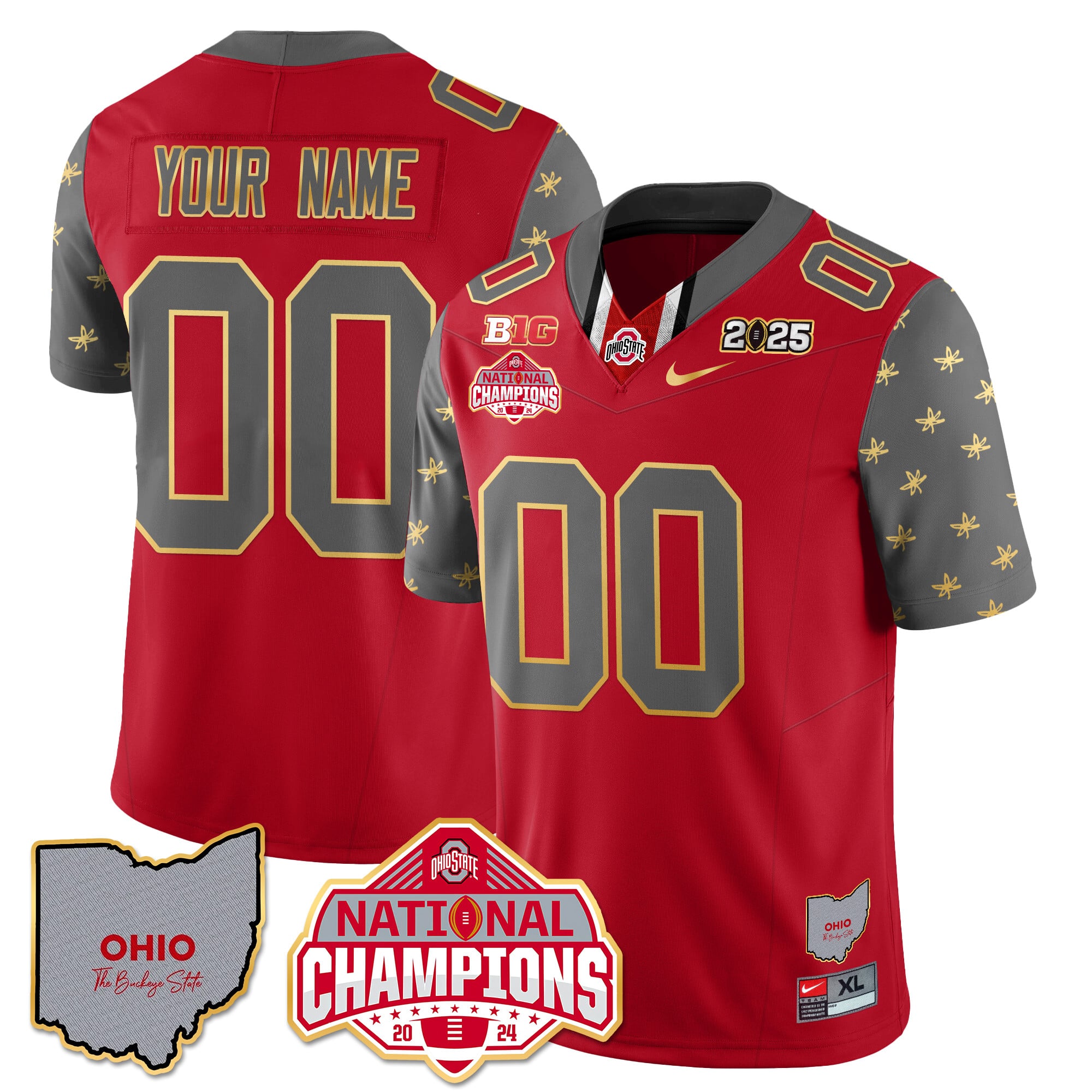 Custom Name/Gender Ohio State Buckeyes 2024 National Champions Limited Gold Jersey N1 – All Stitched