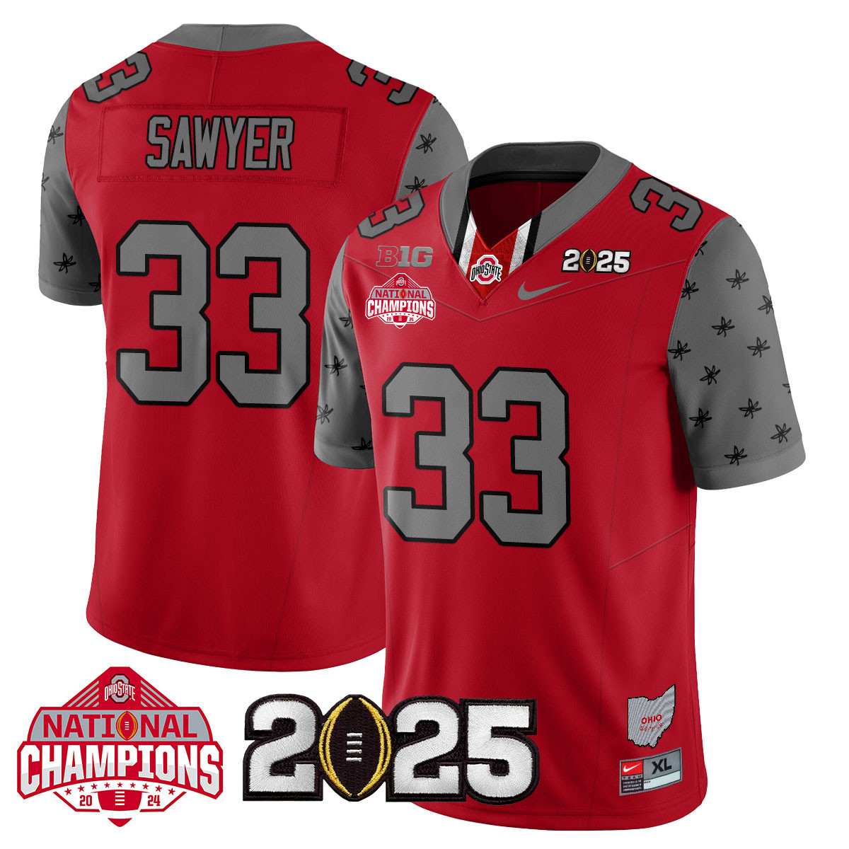 Men’s Ohio State Buckeyes 2024 National Champions Limited Jersey N2 – All Stitched