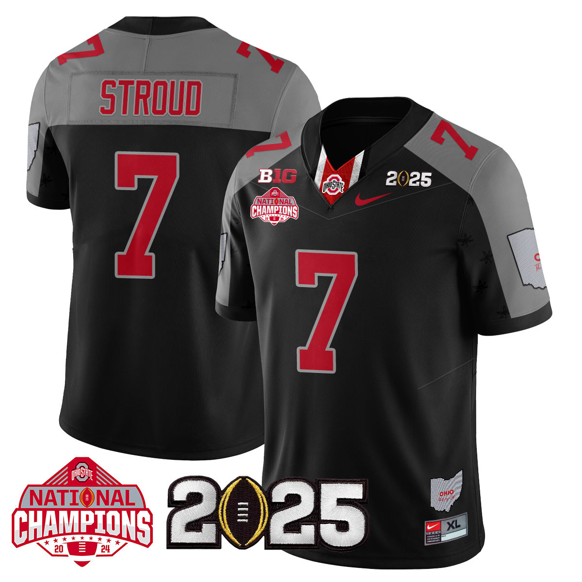 Men’s Ohio State Buckeyes 2024 National Champions Limited Jersey N2 – All Stitched