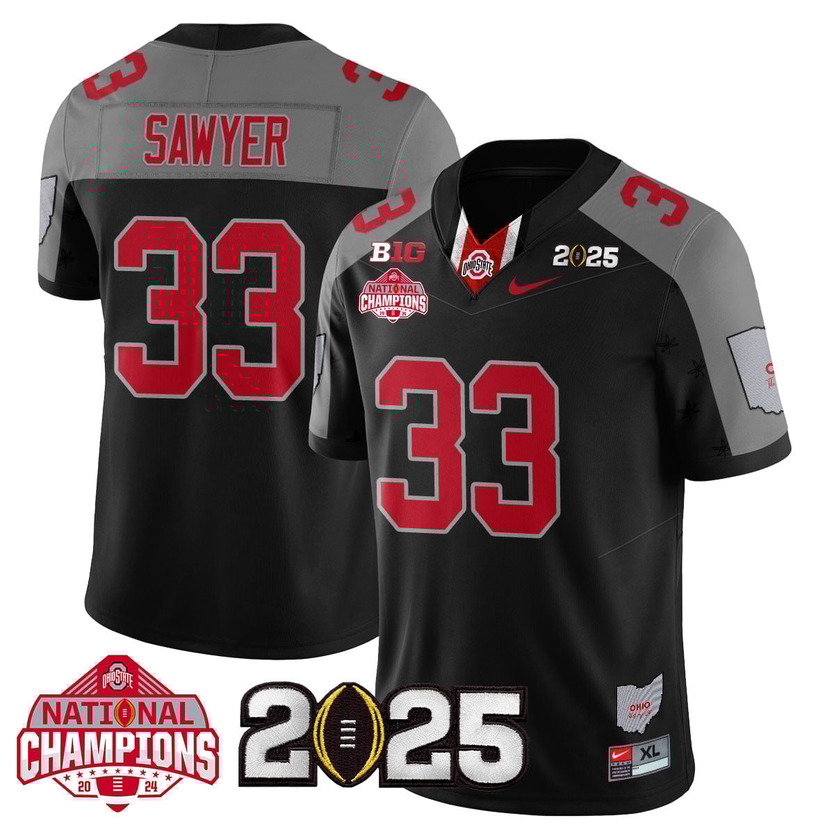 Men’s Ohio State Buckeyes 2024 National Champions Limited Jersey N2 – All Stitched