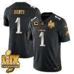 Men’s Philadelphia Eagles Super Bowl LIX Champions Gold Trim Vapor Limited Jersey – All Stitched