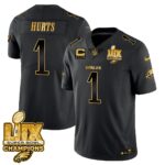 Men’s Philadelphia Eagles Super Bowl LIX Champions Gold Trim Vapor Limited Jersey – All Stitched