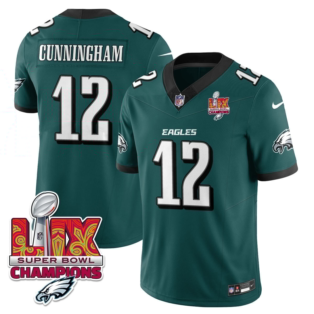 Men’s Philadelphia Eagles Super Bowl LIX Champions Gold Vapor Limited Jersey – All Stitched