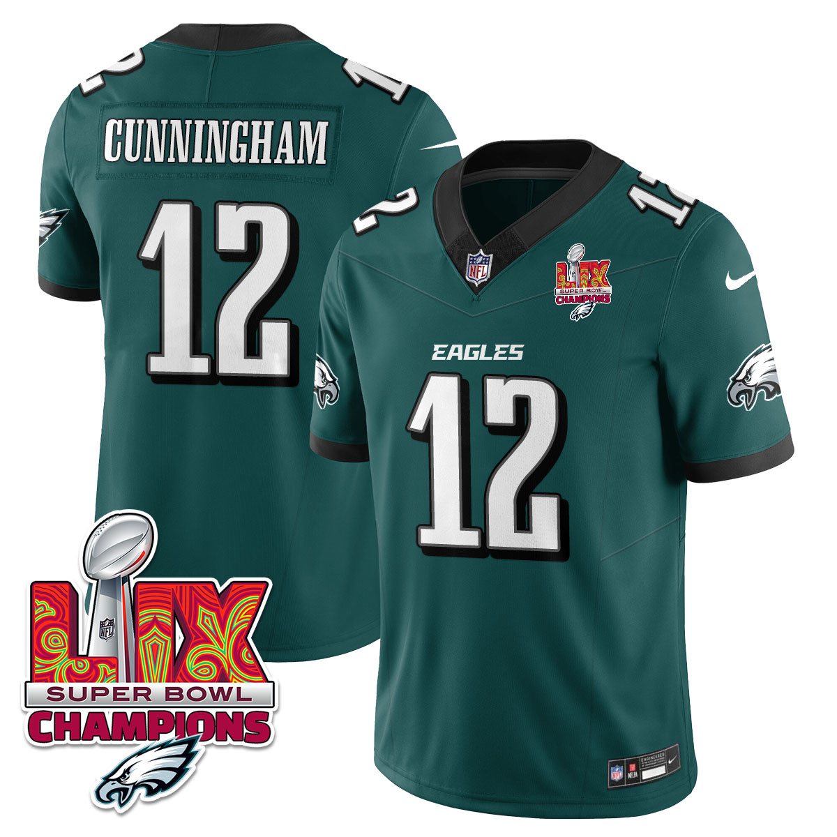 Men’s Philadelphia Eagles Super Bowl LIX Champions Gold Vapor Limited Jersey – All Stitched