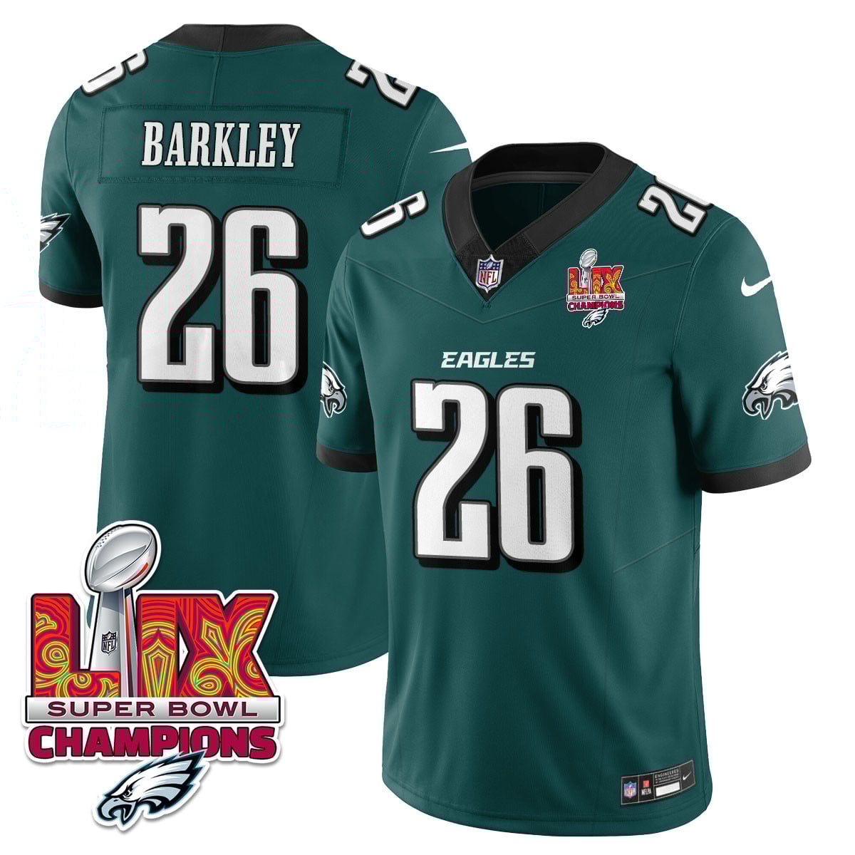 Men’s Philadelphia Eagles Super Bowl LIX Champions Gold Vapor Limited Jersey – All Stitched