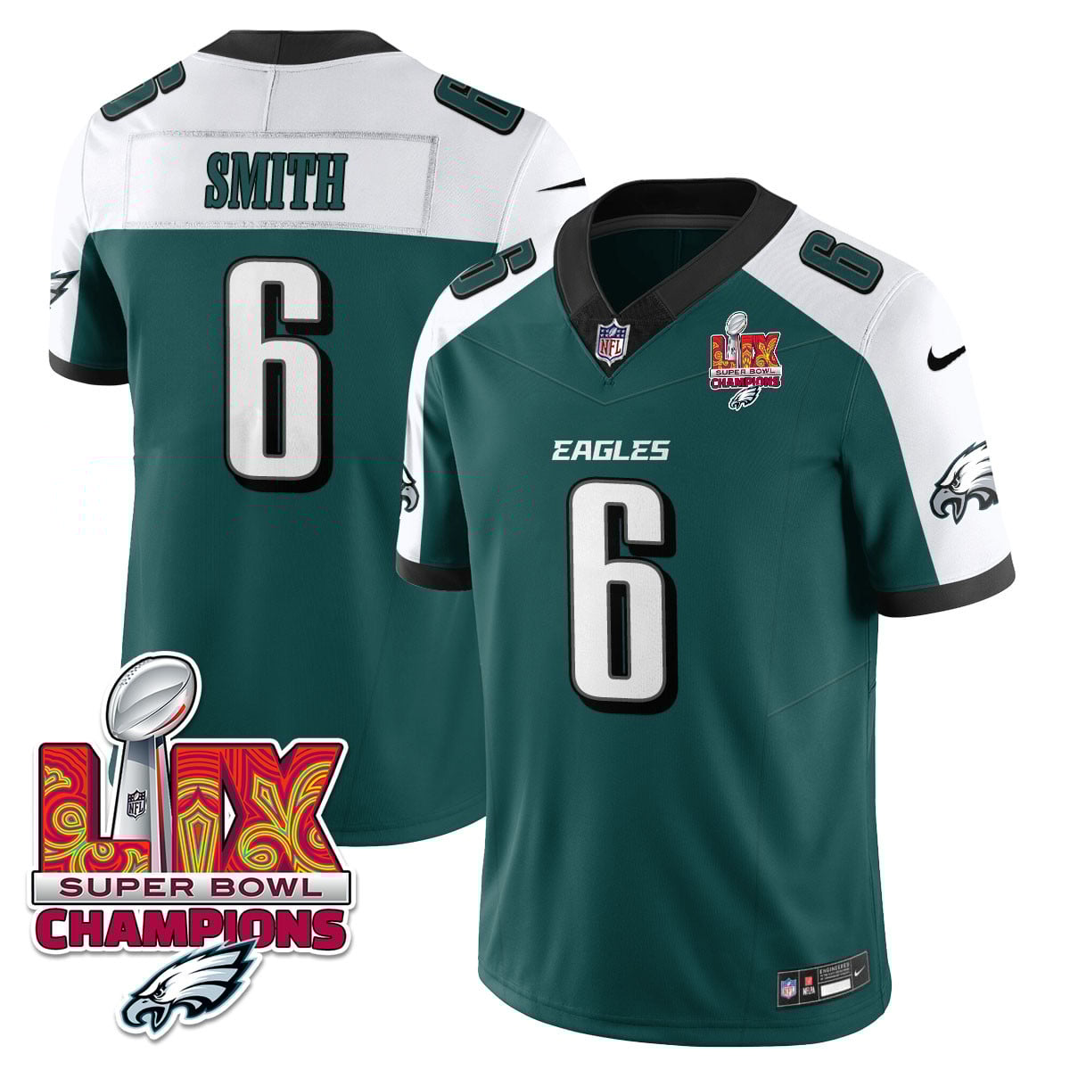Men’s Philadelphia Eagles Super Bowl LIX Champions Gold Vapor Limited Jersey – All Stitched
