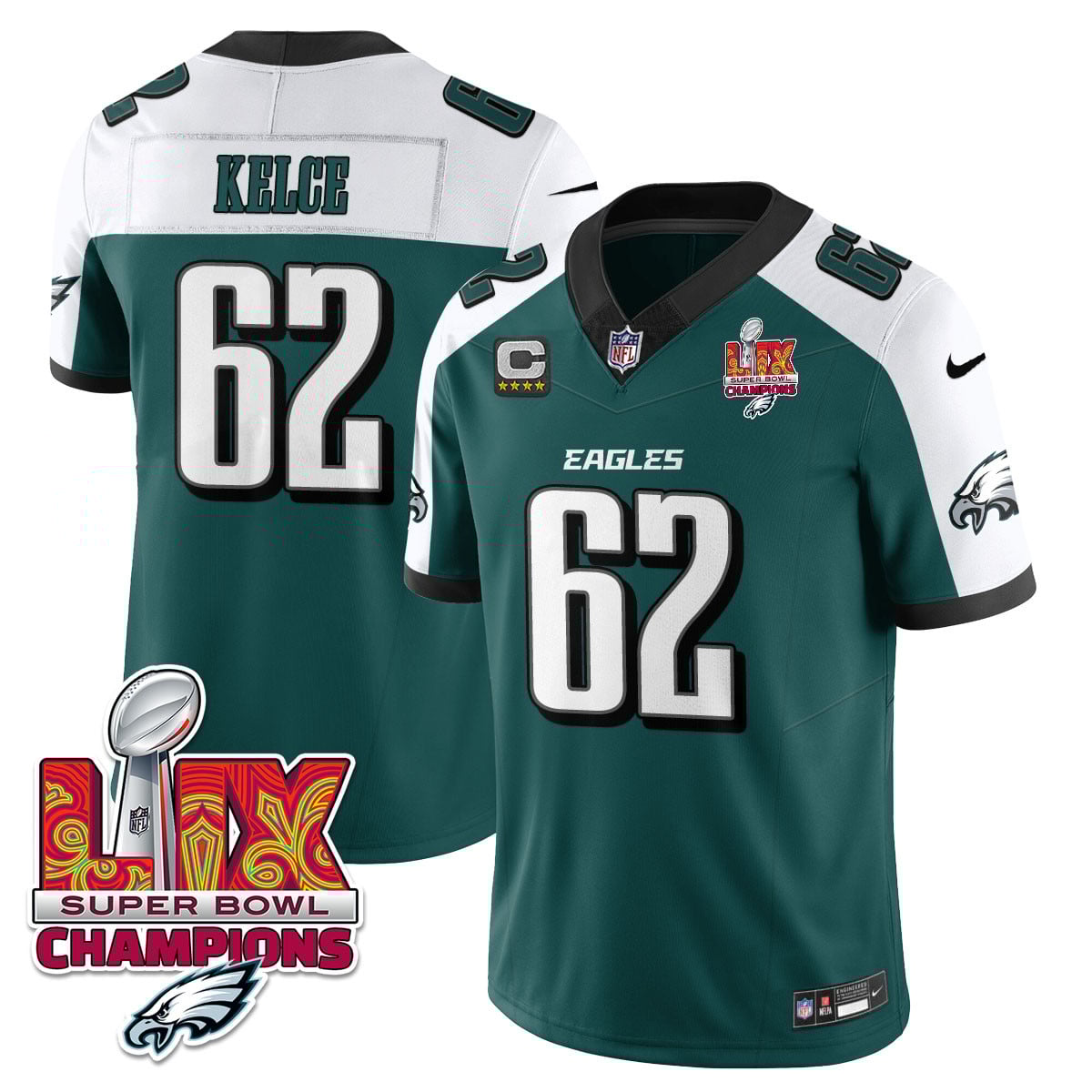 Men’s Philadelphia Eagles Super Bowl LIX Champions Gold Vapor Limited Jersey – All Stitched