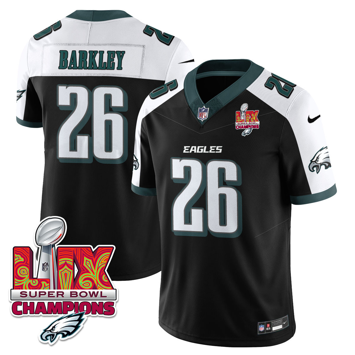 Men’s Philadelphia Eagles Super Bowl LIX Champions Gold Vapor Limited Jersey – All Stitched