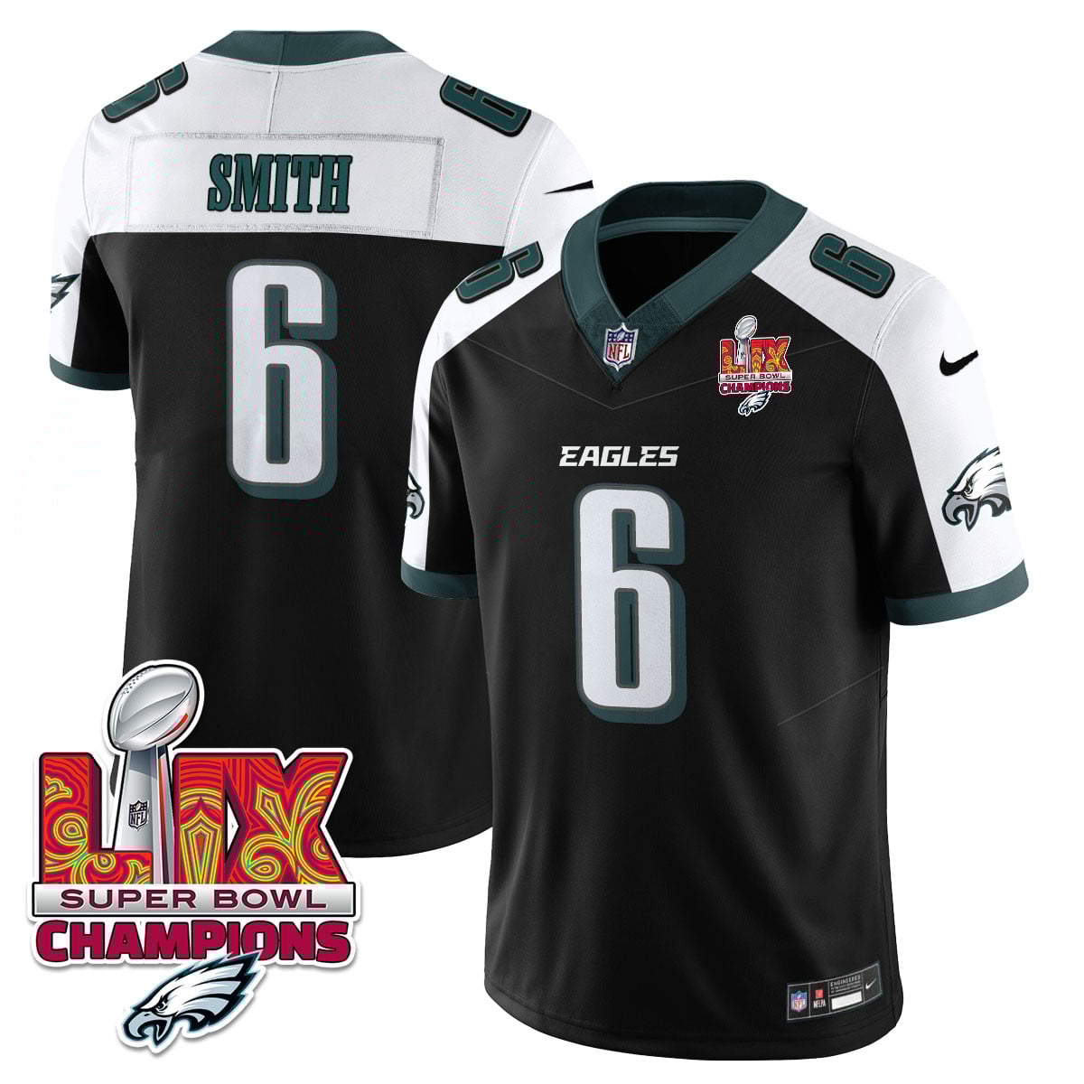 Men’s Philadelphia Eagles Super Bowl LIX Champions Gold Vapor Limited Jersey – All Stitched