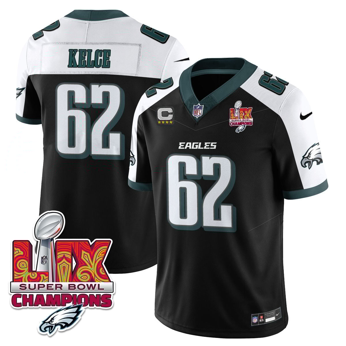 Men’s Philadelphia Eagles Super Bowl LIX Champions Gold Vapor Limited Jersey – All Stitched